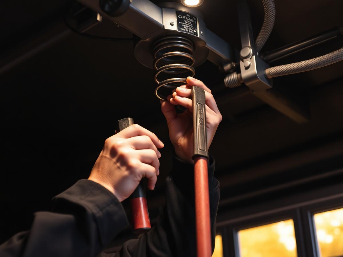 Spring King technician replacing a torsion spring